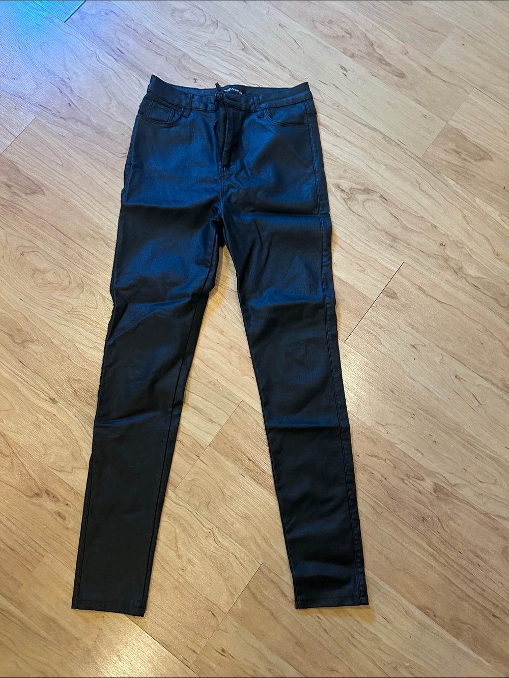 Papaya Black Faux Leather Skinny Pants